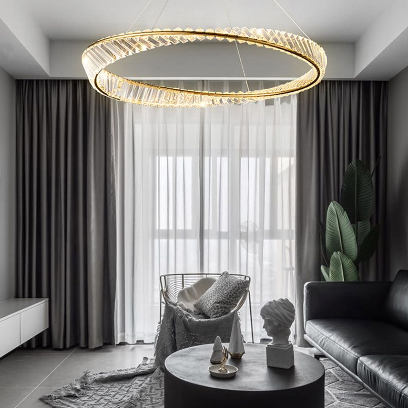 Modern Creative LED Pendant Light Crystal Circular Chandelier for Living Room