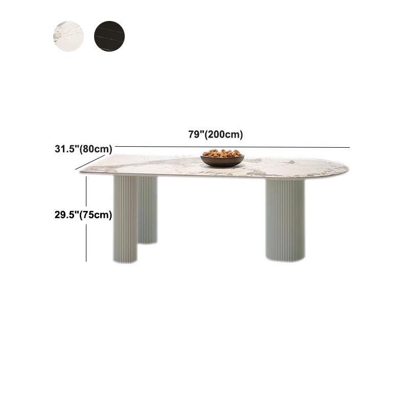Stone Top Dining Table Traditional Luxury Dining Table with 3 Legs