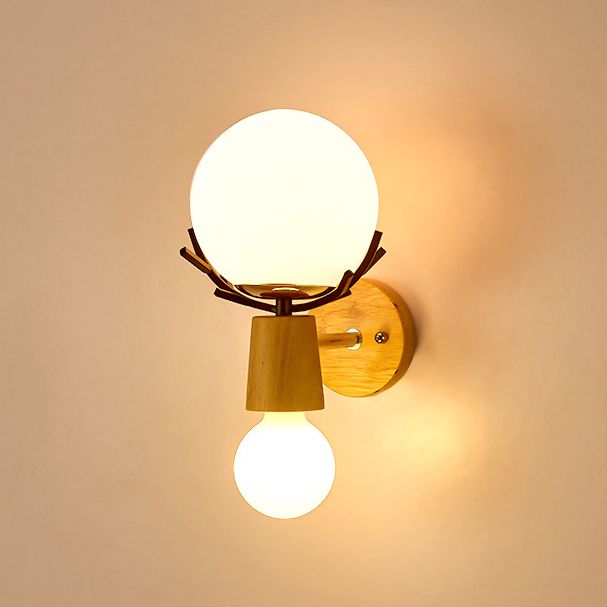 Minimalistic Style Wood Wall Mount Light Fixture Deer Wall Sconce Light for Bedroom