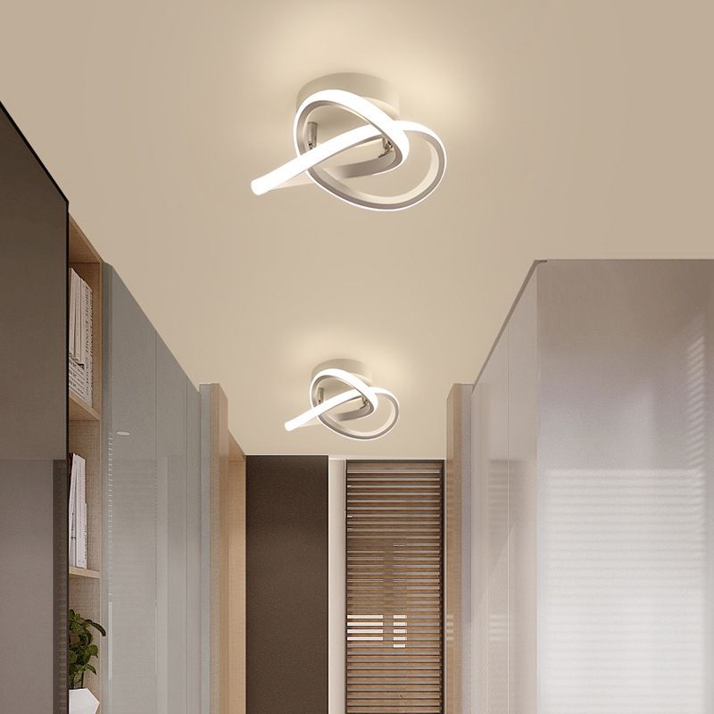 Twisted Aisle Ceiling Mounted Light Metal LED Nordic Semi Flush Mount Light