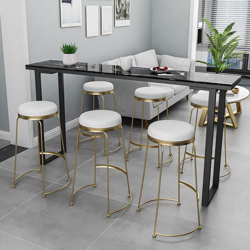 Modern Faux Marble Bistro Bar Table Rectangle Metal Base Bar Table