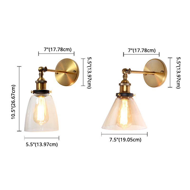 Amerikanischer Vintage -Stil Wandbeleuchtung Metall Armglas Schattenleuchte für daneben