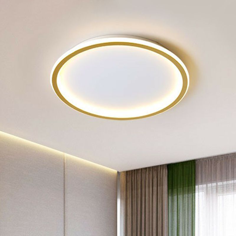 Plafonnier circulaire ultra fin en aluminium pour salon, éclairage encastré à LED en or, simplicité