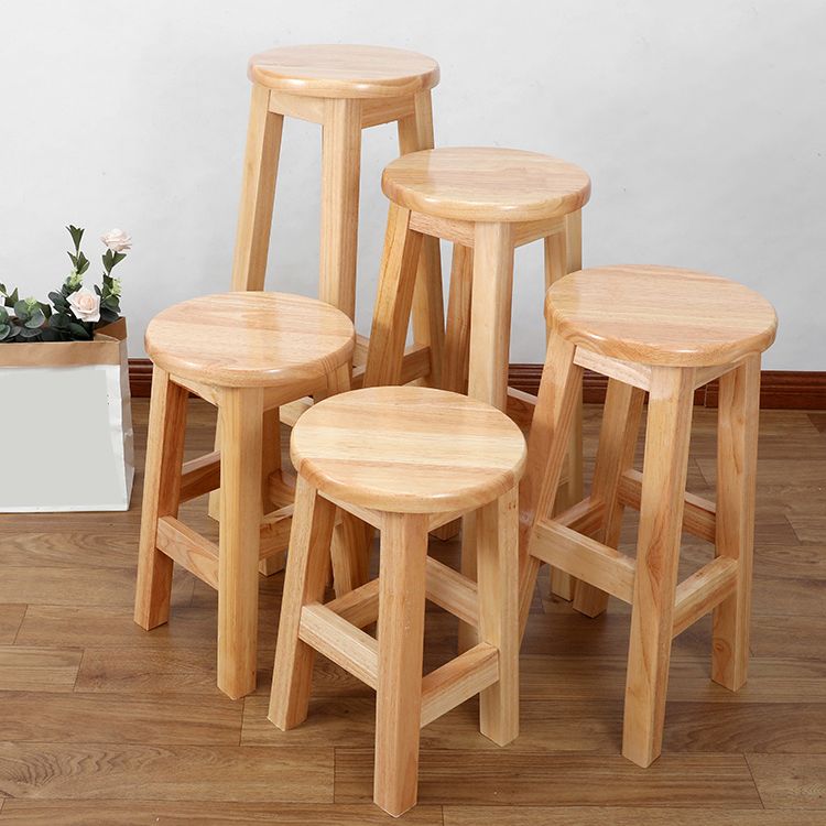 Solid Wood Bar Stool Backless Armless Counter Stool for Dining Room