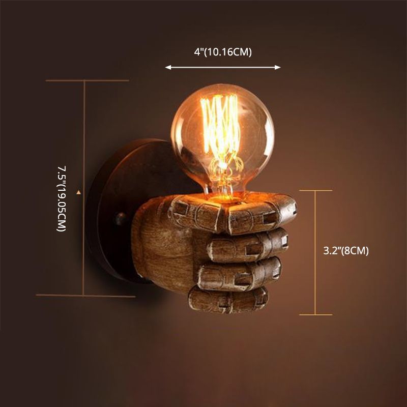 Retro Industrial Style Fist-shaped Wall Sconce Resin 1 Light Sconces for Bar Cafe