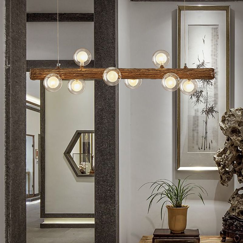 Accesorios de iluminación colgante de múltiples cabezas múltiples de araña con sombra de vidrio para comedor