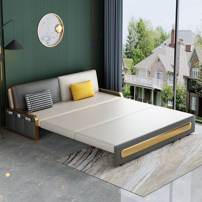 Gray Faux leather Sleeper Sofa 33.46" Wide Sofa Bed with Detachable Mattress