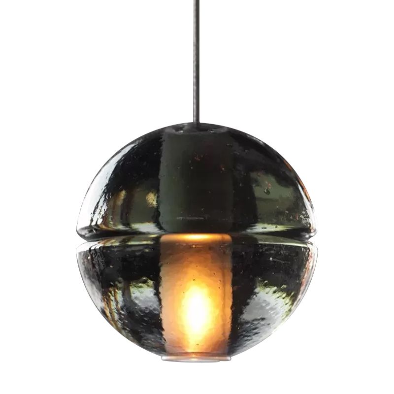 Clear Glass Round Ceiling Light Contemporary 1 Head Pendant Lighting Fixture for Bedroom
