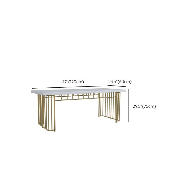 Rectangle Golden Base Dining Table Modern Wood Table for Dining Room