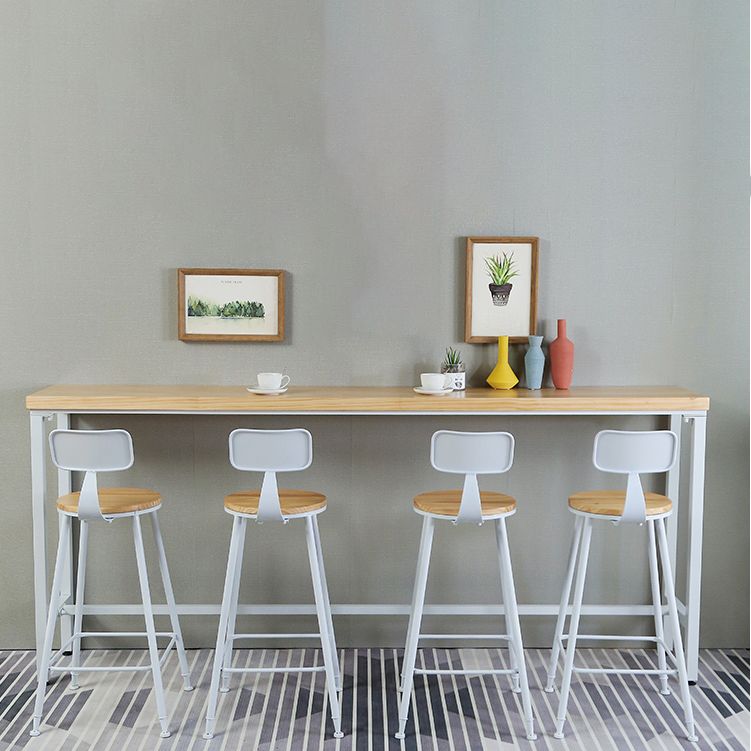 1/5/9 Pieces Industrial Rectangular Bar Table Set Wooden Counter Table with High Stools