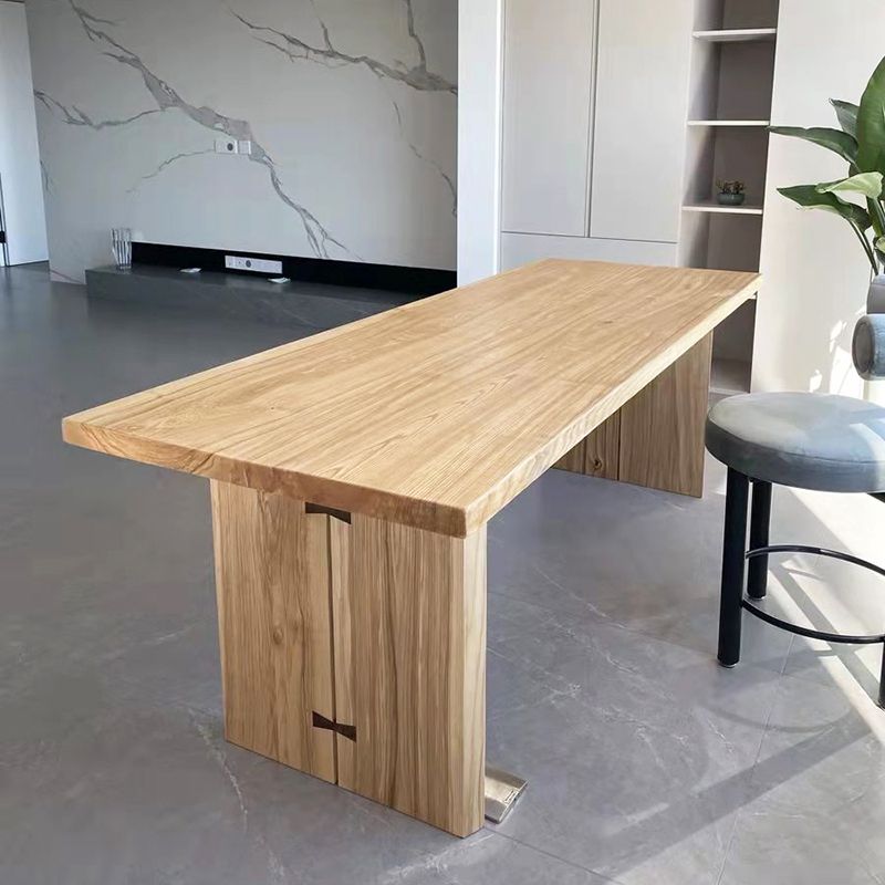 Mesa moderna de madera maciza para mesa rectangular de restaurantes con pedestal doble