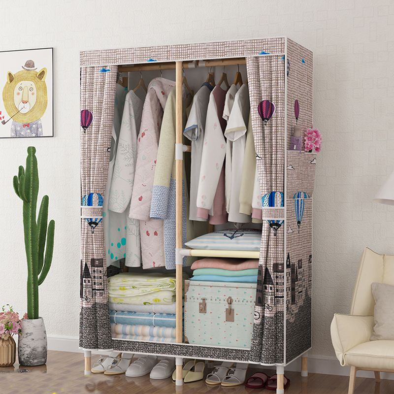 Modern Style Wardrobe Armoire Meringue Wood Frame Wardrobe,33.5"L x 17.7"W x 63"H