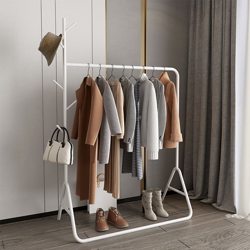 Modern Metal Hall Stand Hanging Rail and 5 Hooks Entry Hall Tree