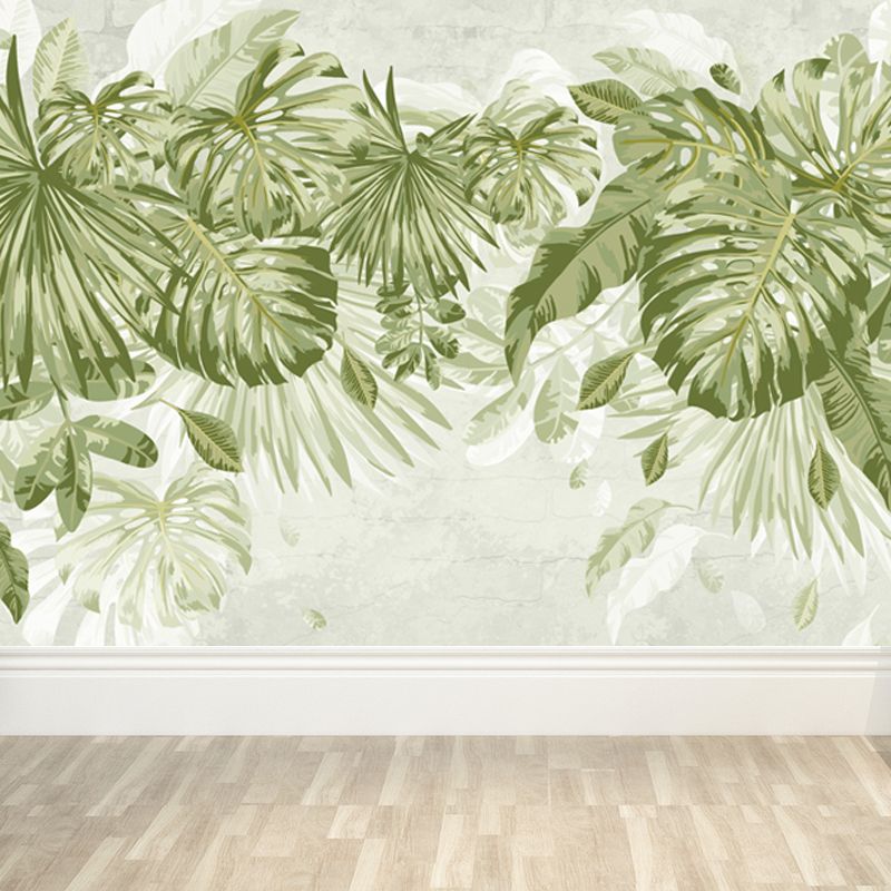 Verdant Botanical Leaves Mural Wallpaper for Living Room Plants Wall Art, Custom