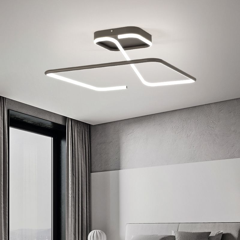 Line Shape LED Ceiling Lamp Modern Iron 1 Light Flush Mount for Study Bedroom