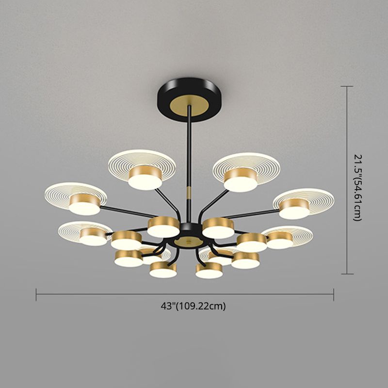 Bloemen woonkamer kroonluchter verlichting acryl minimalistische led hanger lamp in black-gold