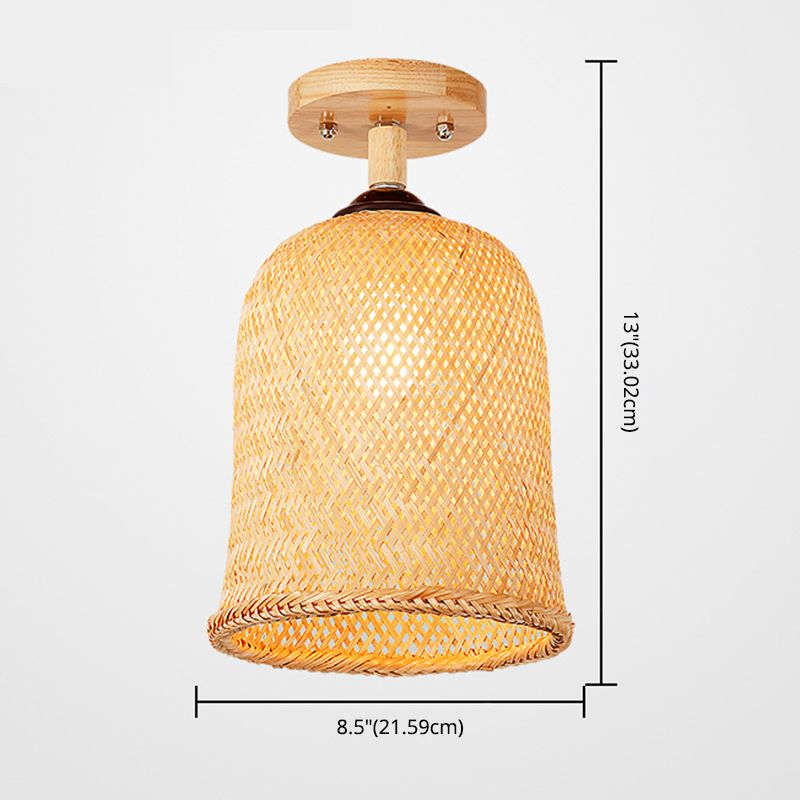 Luz de montaje semi de montura semi hecha a mano ratán china techo de montaje luminato de luz para dormitorio