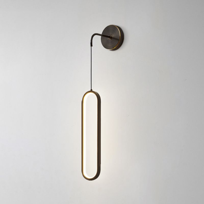 Metal Oval Shade Wall Sconce Modern Style Single Light Wall Mount Lighting in Black