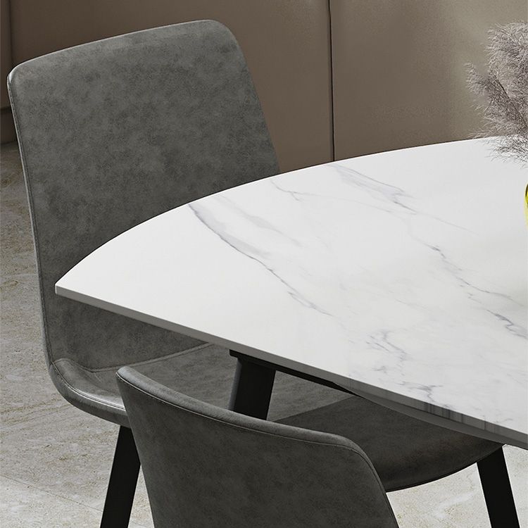 Foldable Sintered Stone Top Dining Table Round Table with Metal Base and 4 Legs