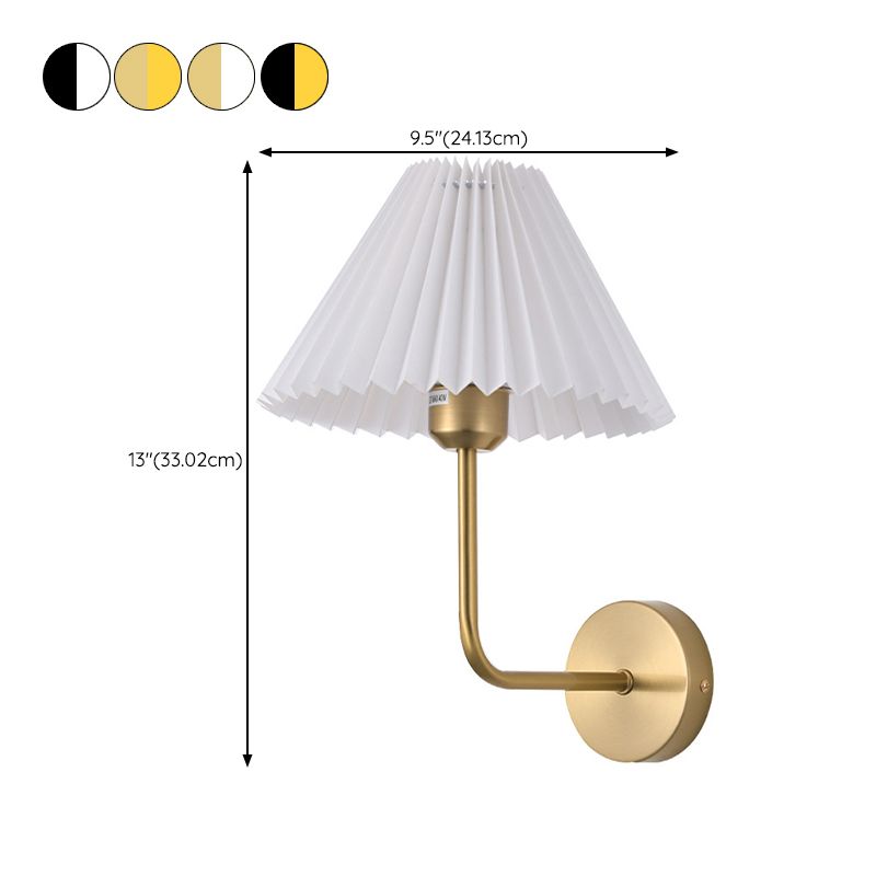 Metal Modern Wall Sconce Cone Shape Wall Light with Fabric Shade for Bedroom