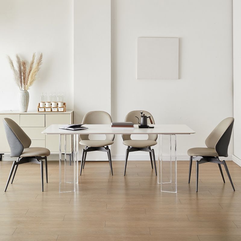 Rectangle Dining Table Set 1/2/5 Pcs Acrylic Base Dining Table with Side Chairs
