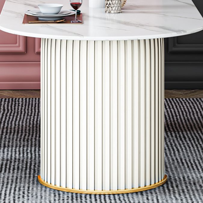 Oval Double Pedestal Dining Table Stone Furniture for Dining Room Home