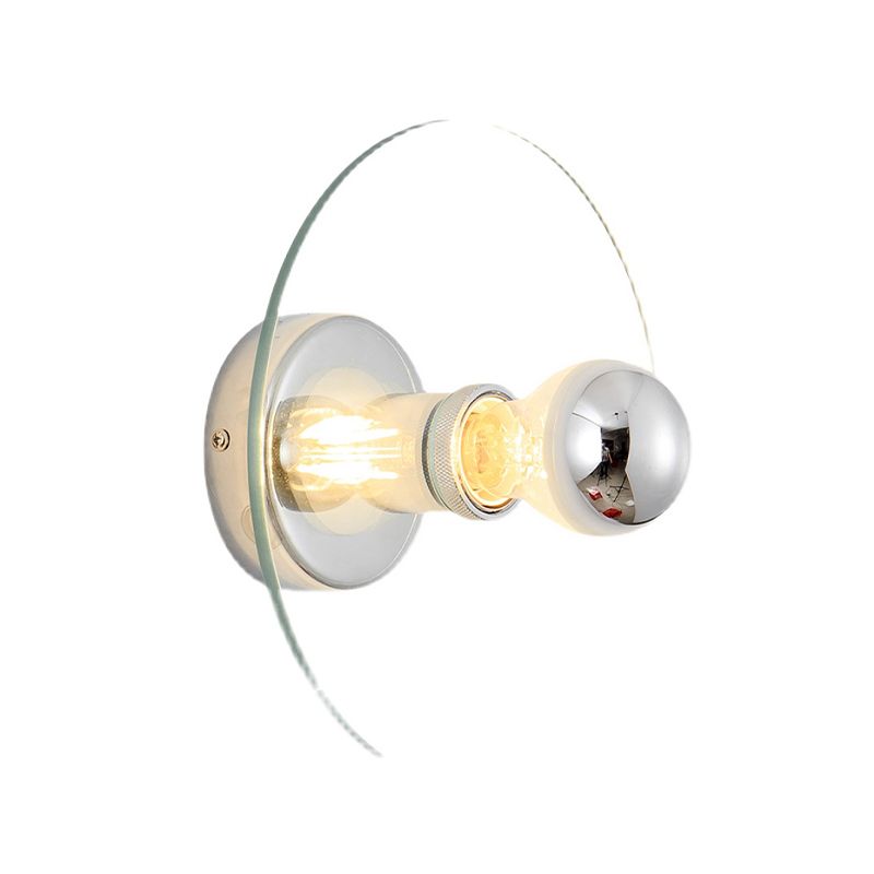 Glass Circle Wall Sconce Single Bulb lampada a parete in stile contemporanea in chiaro per camera da letto