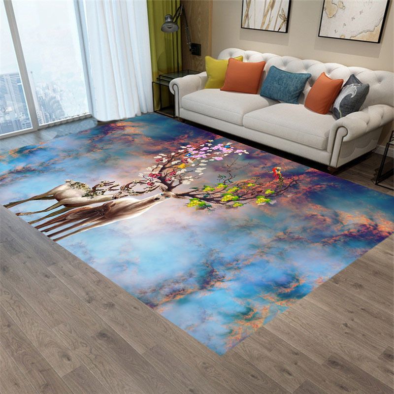 Fancy Modern Carpet Animals Pattern Polyester Area Rug Non-Slip Backing Rug for Home Decor