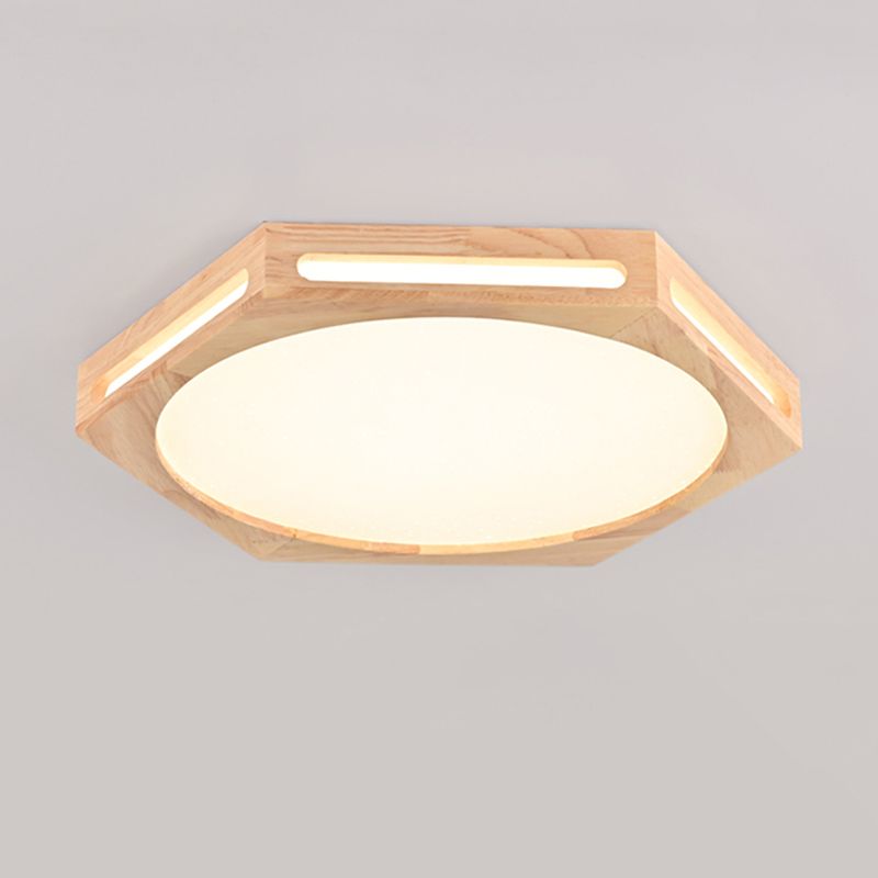 Modern Style Geometry Shape Ceiling Lamp Wood 1 Light Ceiling Lighting for Dining Room