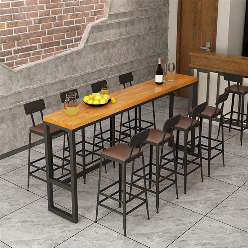 Solid Wood Pub Table Bar Height Industrial Rectangle Bar Table for Indoor