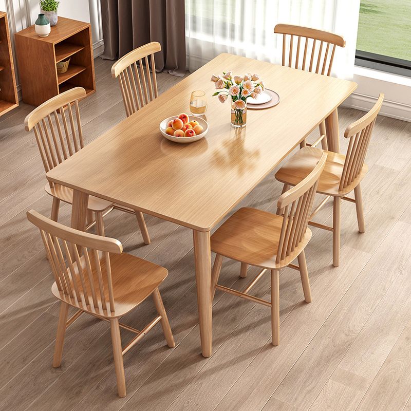 Modern Rectangle Wood Table Standard Height Dining Table with 4 Legs