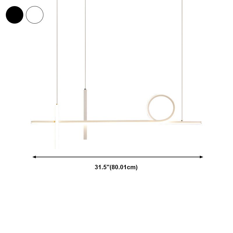 3-Light Ceiling Island Light Minimal Style Linear Shape Metal Pendant Lighting Fixtures