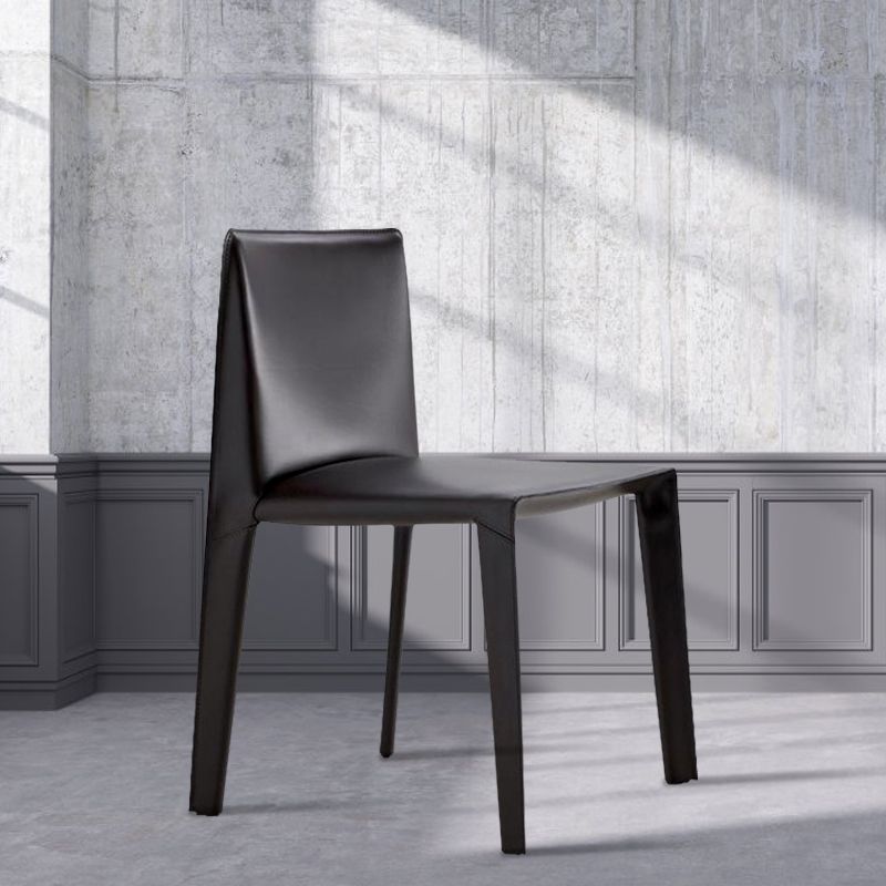 Silla auxiliar de cuero estilo diseñador, acabado mate, respaldo sólido, silla de comedor (juego de 2)