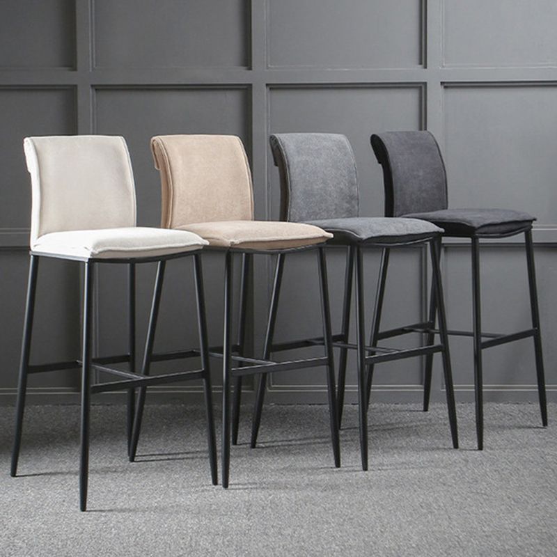 Contemporary Upholstered Counter Stool Low Back Bar Stool with Footrest