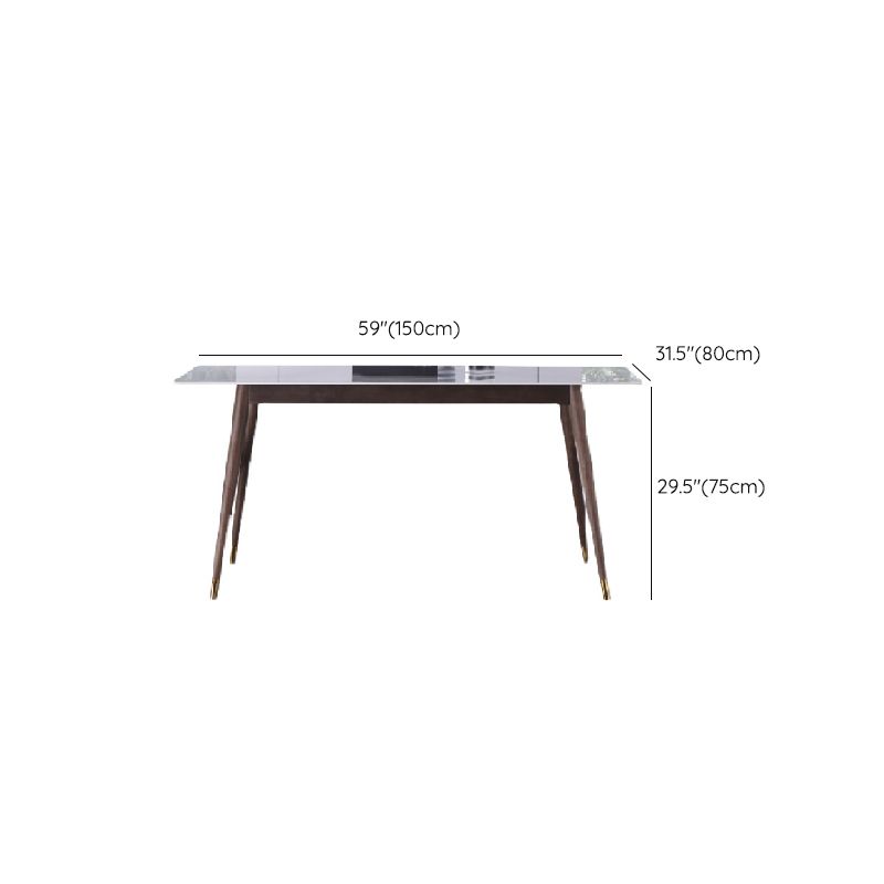 Rectangle Grey Dining Table Rubberwood Solid Wood Legs Dining Table