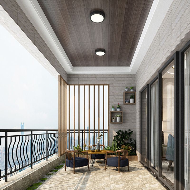 Minimalist Drum LED Flush Mount Light Aluminum Outdoor Flush Mount Ceiling Light