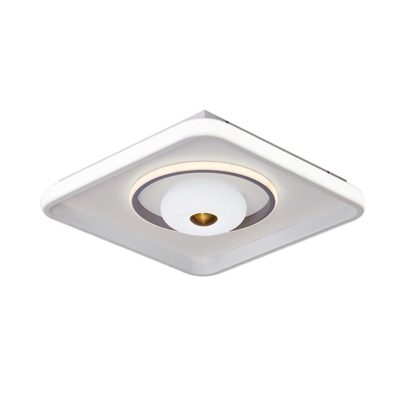Square/Rectangle LED Ceiling Flush Modern Style Acrylic White Flush Mount Lamp with Donut Design