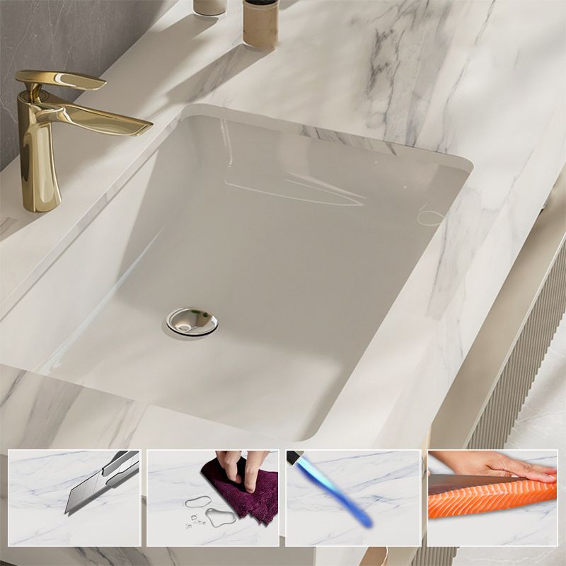 Bathroom Vanity Set Round LED Mirror Rectangular Sink Sink Vanity