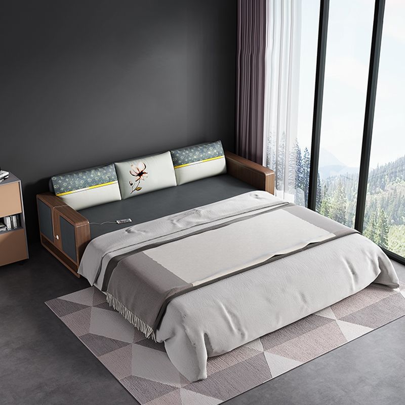 31" Wide Contemporary Sleeper Sofa Futon Gray Pillow Included Sleeper Sofa