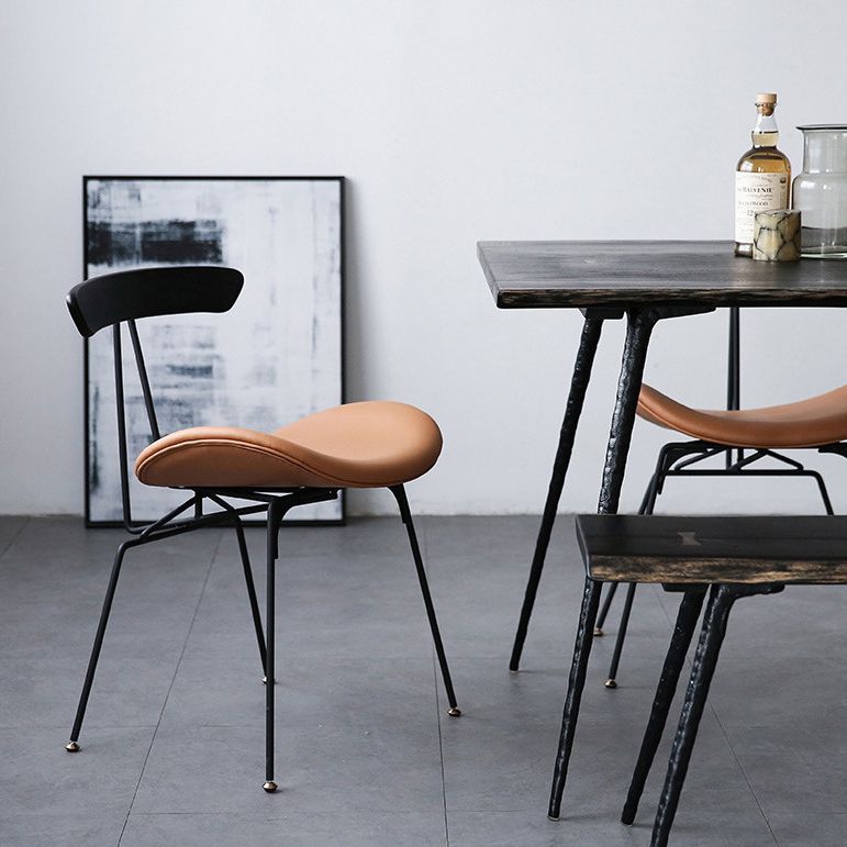 Industrial Black Opening Back Dining Side Chair Kitchen Metal Dining Side Chair
