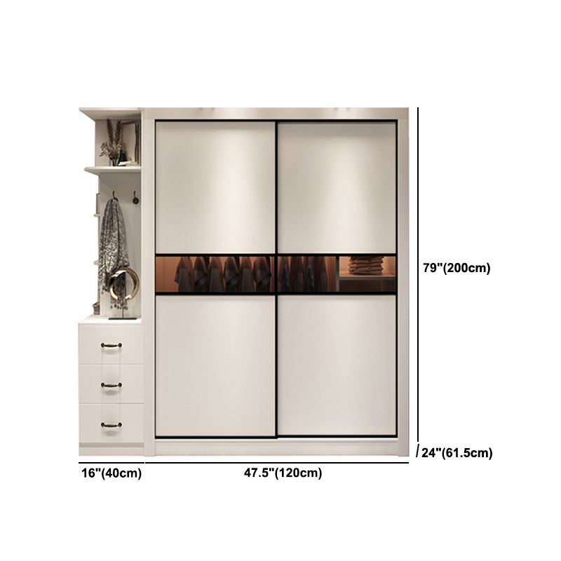 White Engineered Wood Wardrobe Closet Contemporary Wardrobe for Bedroom