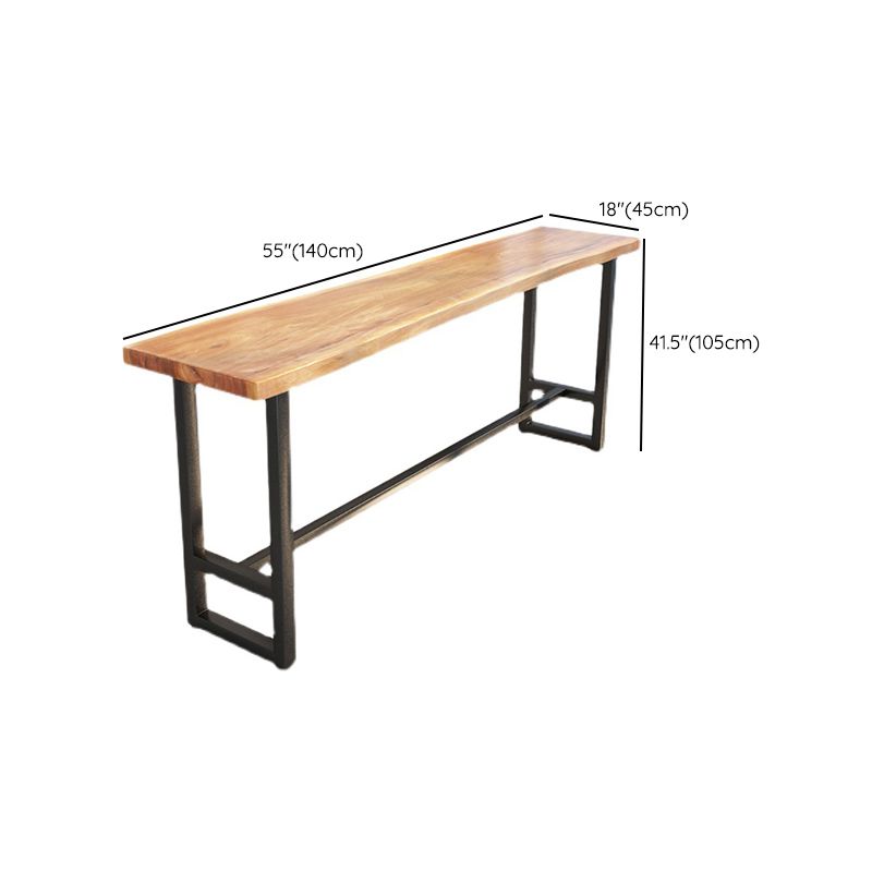 Modern Bar Height Pub Table Solid Wood Top Pub Table with Black Base