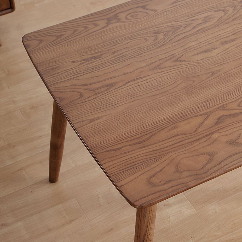 Mid-Century Modern Dining Table Brown Rectangle Solid Wood Dining Table