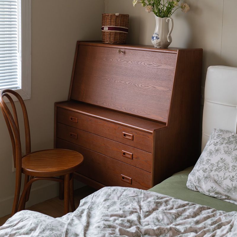 Mid-Century Modern Wood Accent Chest in Ash 46" Tall 5 Drawers Cabinet