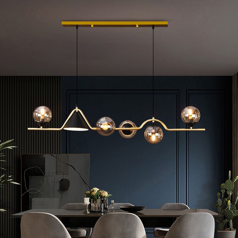 Contemporary Style Spherical Hanging Pendant Lights Glass Island Lights