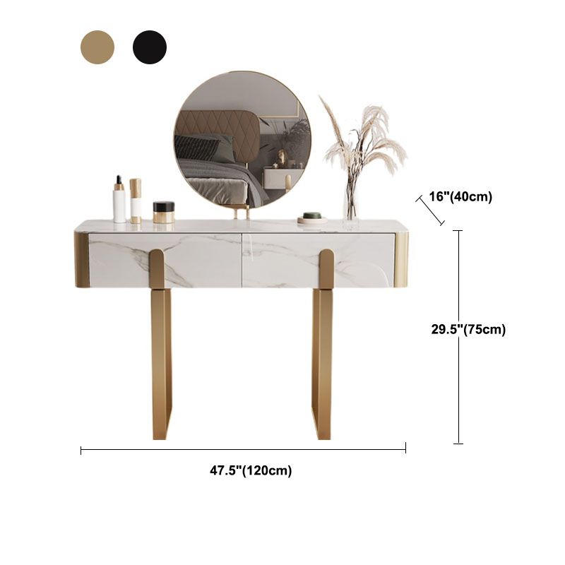 Glam Slate Top Vanity Table 2-Drawer Vanity Dressing Table Set