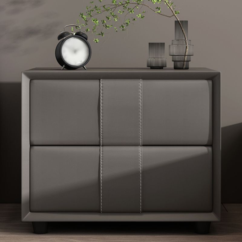 Drawer Storage Bed Nightstand 16'' Tall Faux Leather Modern Nightstand