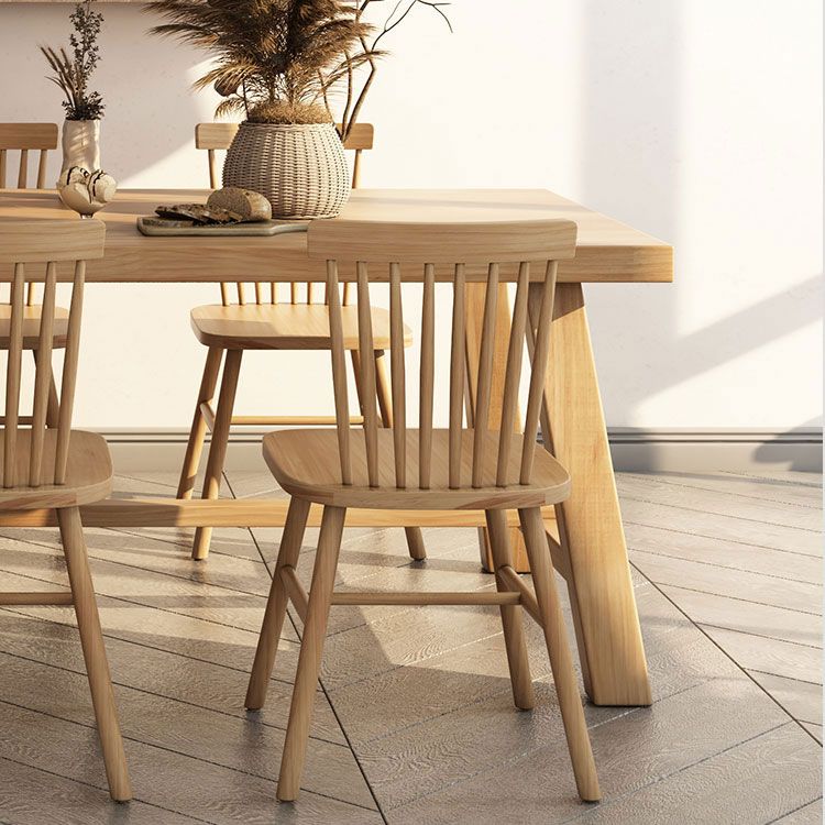 Square Modern Style Dining Room Set Solid Wood Dining Furniture Set with Trestle Table