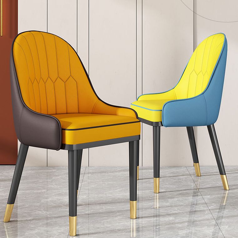 Glam Style Parsons Dining Side Chair Leather Indoor Dining Chair