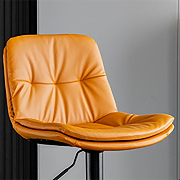 Scandinavian Metal Barstool Faux Leather Low Back Counter Stool with Iron Base